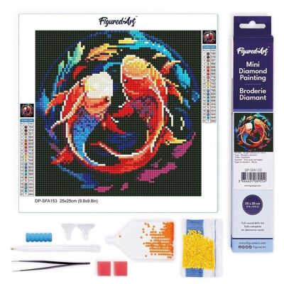 Diamond Painting - Kit ricamo diamante fai da te Mini tela arrotolata 25x25 cm - Carpe Koi colorate