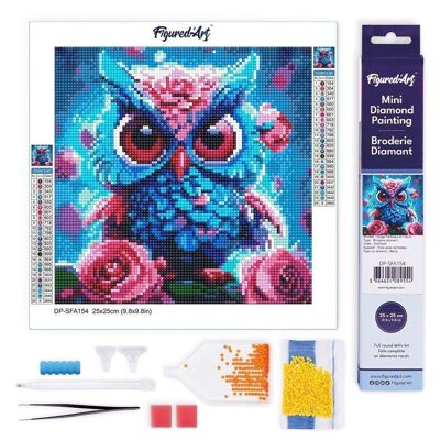 Diamond Painting - DIY Diamond Embroidery kit Mini 25x25cm rolled canvas - Little Blue Owl