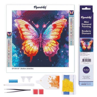 Diamond Painting - Kit ricamo diamante fai da te Mini tela arrotolata 25x25 cm - Farfalla luminosa