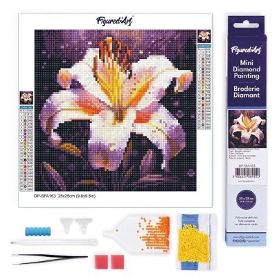 Diamond Painting - DIY Diamond Embroidery kit Mini 25x25cm rolled canvas - Lily Flowering