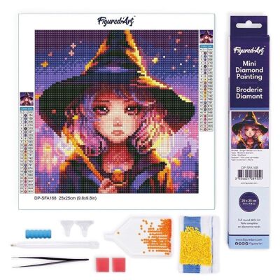 Diamond Painting - DIY Diamond Embroidery kit Mini 25x25cm rolled canvas - Charming Little Witch