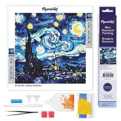 Diamond Painting - DIY Diamond Embroidery kit Mini 25x25cm rolled canvas - Vibrant Starry Night