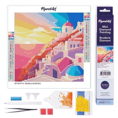 Diamond Painting - DIY Diamond Embroidery kit Mini 25x25cm rolled canvas - Sunset in Santorini