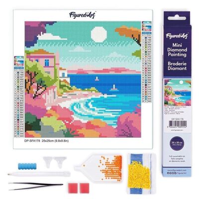 Diamond Painting - DIY Diamond Embroidery kit Mini 25x25cm rolled canvas - Colorful French Riviera
