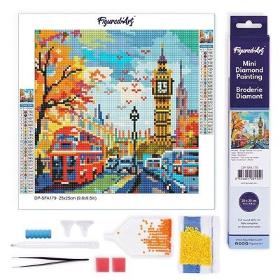 Diamond Painting - Broderie Diamant DIY kit Mini 25x25cm toile roulée - Automne à Londres