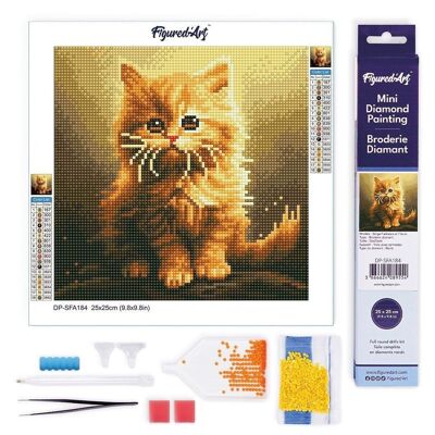 Diamond Painting - DIY Diamond Embroidery kit Mini 25x25cm rolled canvas - Cute Little Orange Kitten