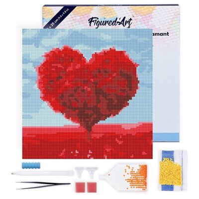 Diamond Painting - DIY Diamond Embroidery kit Mini 25x25cm with frame - Red Tree Heart