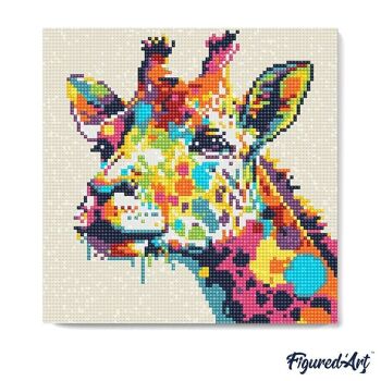 Diamond Painting - Broderie Diamant DIY kit Mini 25x25cm avec cadre - Girafe Abstraite Pop Art 3