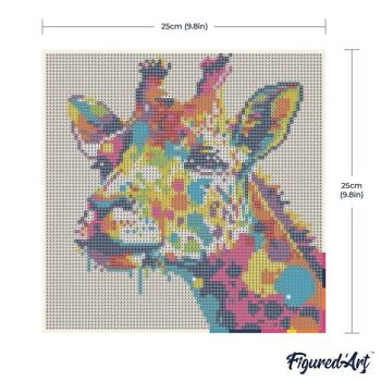 Diamond Painting - Broderie Diamant DIY kit Mini 25x25cm avec cadre - Girafe Abstraite Pop Art 5