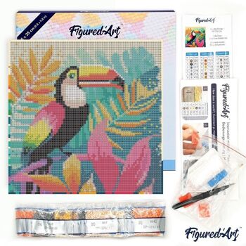 Diamond Painting - Broderie Diamant DIY kit Mini 25x25cm avec cadre - Toucan Tropical 4