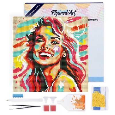 Diamond Painting - Kit de bordado de diamantes DIY Mini 25x25cm con marco - Blonde Pop Art