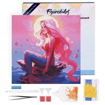 Diamond Painting - Broderie Diamant DIY kit Mini 25x25cm avec cadre - Sirène Rose 1