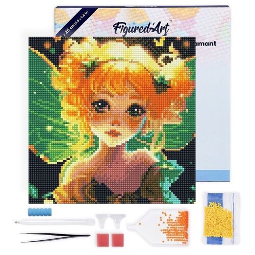 Diamond Painting - Broderie Diamant DIY kit Mini 25x25cm avec cadre - Jolie Petite Fée