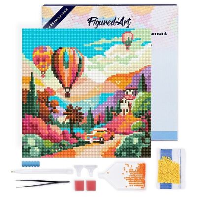Diamond Painting - DIY Diamond Embroidery kit Mini 25x25cm with frame - Balloons above the Valley