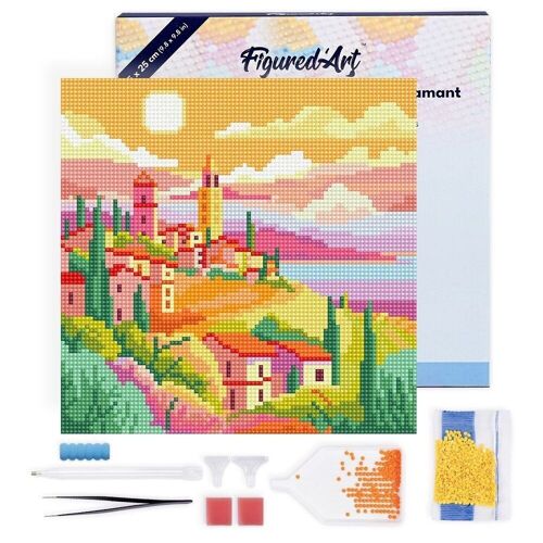 Diamond Painting - Broderie Diamant DIY kit Mini 25x25cm avec cadre - Printemps en Toscane