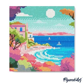 Diamond Painting - Broderie Diamant DIY kit Mini 25x25cm avec cadre - Riviera Française Colorée 3