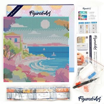 Diamond Painting - Broderie Diamant DIY kit Mini 25x25cm avec cadre - Riviera Française Colorée 4