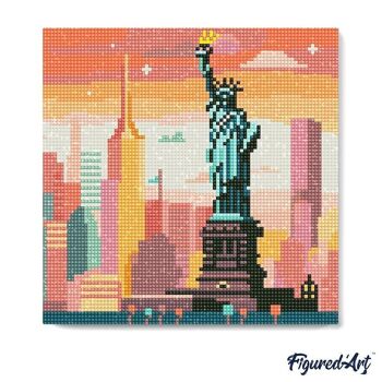 Diamond Painting - Broderie Diamant DIY kit Mini 25x25cm avec cadre - Ciel Lumineux de New York 3