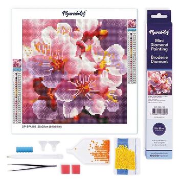 Diamond Painting - Broderie Diamant DIY kit Mini 25x25cm toile roulée - Floraison des Cerisiers 1