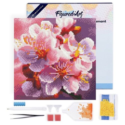 Diamond Painting - Broderie Diamant DIY kit Mini 25x25cm avec cadre - Floraison des Cerisiers