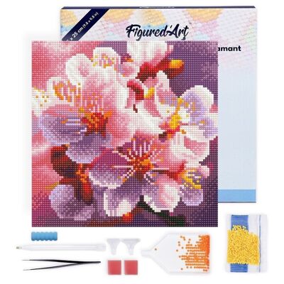 Diamond Painting - Broderie Diamant DIY kit Mini 25x25cm avec cadre - Floraison des Cerisiers