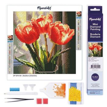 Diamond Painting - Broderie Diamant DIY kit Mini 25x25cm toile roulée - Tulipes Pêche 1