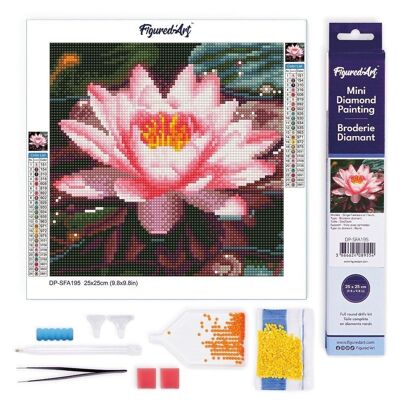 Diamond Painting - DIY Diamond Embroidery kit Mini 25x25cm rolled canvas - Pink Water Lily