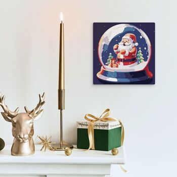 Mini Peinture par Numéros - Kit DIY 20x20cm avec cadre Boule à Neige et Père Noël 2