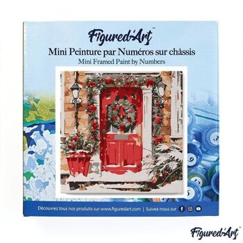 Mini Peinture par Numéros - Kit DIY 20x20cm avec cadre Porte Rouge 3