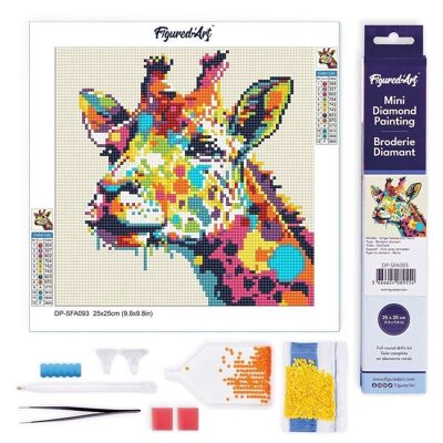 Diamond Painting - DIY Diamond Embroidery kit Mini 25x25cm rolled canvas - Abstract Giraffe Pop Art