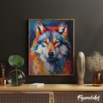 Kit de Broderie Diamant 5D - Diamond Painting DIY Loup Coloré Abstrait 4