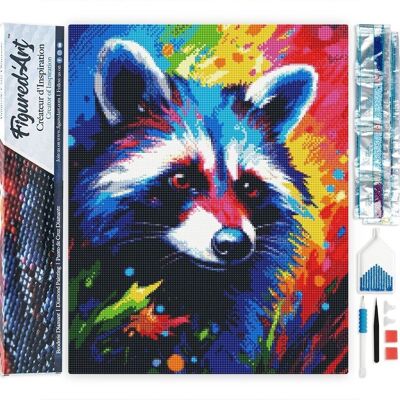5D Diamond Embroidery Kit - DIY Diamond Painting Abstract Colorful Raccoon