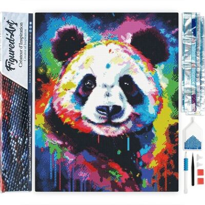 5D-Diamant-Stickset – Diamant-Malerei zum Selbermachen, abstrakter bunter Panda
