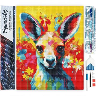 Kit ricamo diamante 5D - Pittura diamante fai da te astratto colorato canguro
