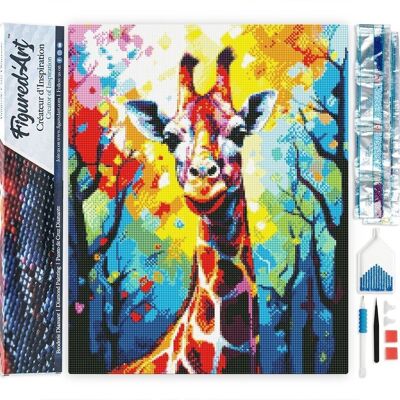 Kit de Broderie Diamant 5D - Diamond Painting DIY Girafe Colorée Abstraite