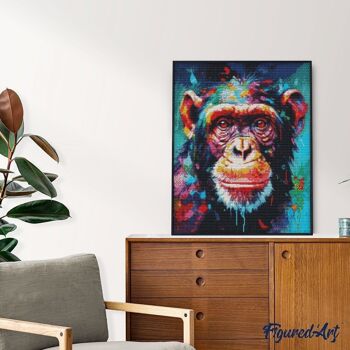 Kit de Broderie Diamant 5D - Diamond Painting DIY Chimpanzé Coloré Abstrait 4