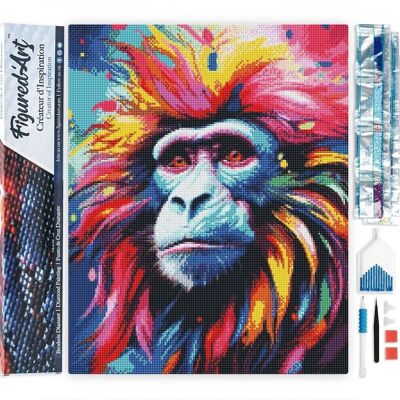 5D Diamond Embroidery Kit - DIY Diamond Painting Abstract Colorful Baboon