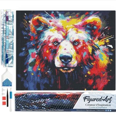 5D Diamond Embroidery Kit - DIY Diamond Painting Abstract Colorful Bear