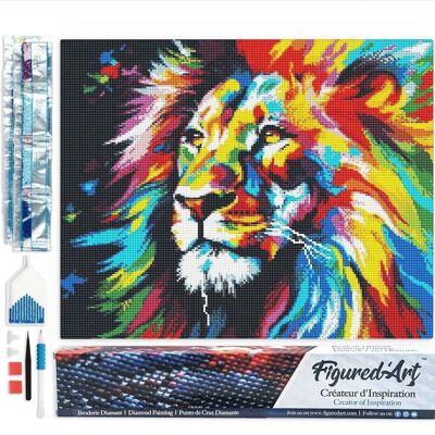 Kit de Broderie Diamant 5D - Diamond Painting DIY Lion Coloré Abstrait