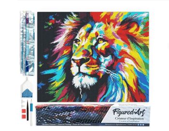 Kit de Broderie Diamant 5D - Diamond Painting DIY Lion Coloré Abstrait 1