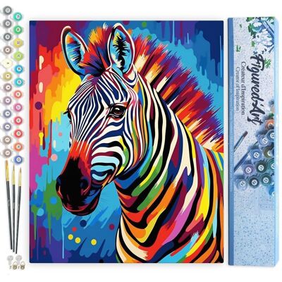 Kit fai da te da dipingere con i numeri - Zebra colorata astratta - Tela arrotolata