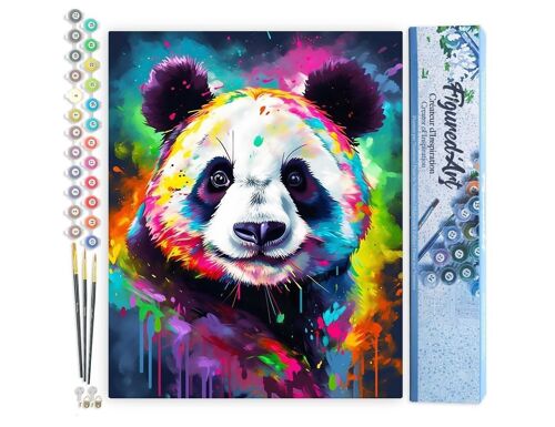 Peinture par Numéro Kit DIY - Panda Coloré Abstrait - Toile roulée