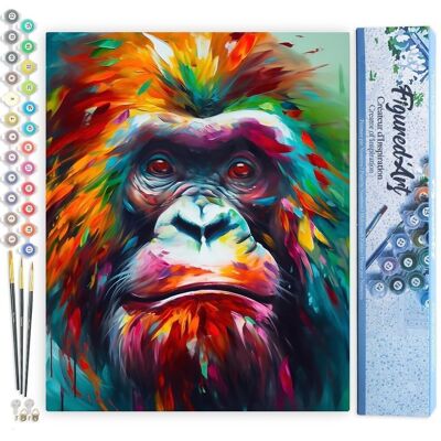 Paint by Number DIY Kit - Abstract Colorful Orangutan - Rolled Canvas