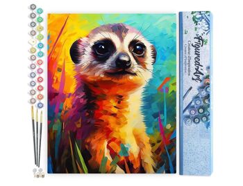 Peinture par Numéro Kit DIY - Suricate Coloré Abstrait - Toile roulée 1