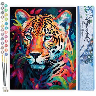 Kit fai da te da dipingere con i numeri - Leopardo colorato astratto - Tela arrotolata