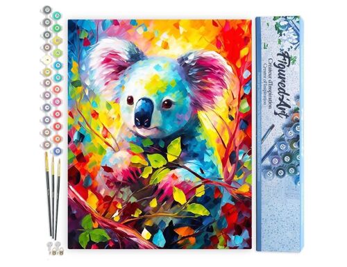 Peinture par Numéro Kit DIY - Koala Coloré Abstrait - Toile roulée
