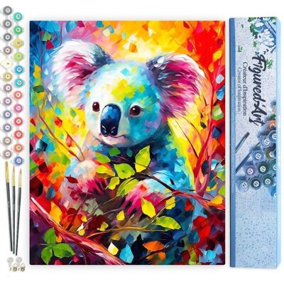 Malen-nach-Zahlen-DIY-Set – Buntes Koala-Abstrakt – gerollte Leinwand