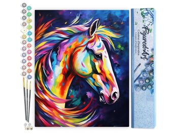 Peinture par Numéro Kit DIY - Cheval Coloré Abstrait - Toile roulée 1