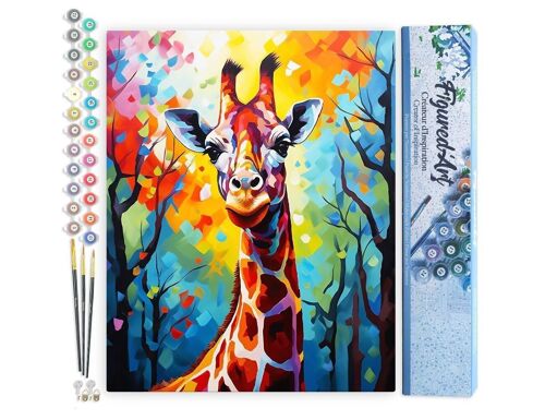 Peinture par Numéro Kit DIY - Girafe Colorée Abstraite - Toile roulée