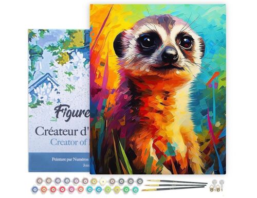 Peinture par Numéro Kit DIY - Suricate Coloré Abstrait - toile tendue sur châssis en bois